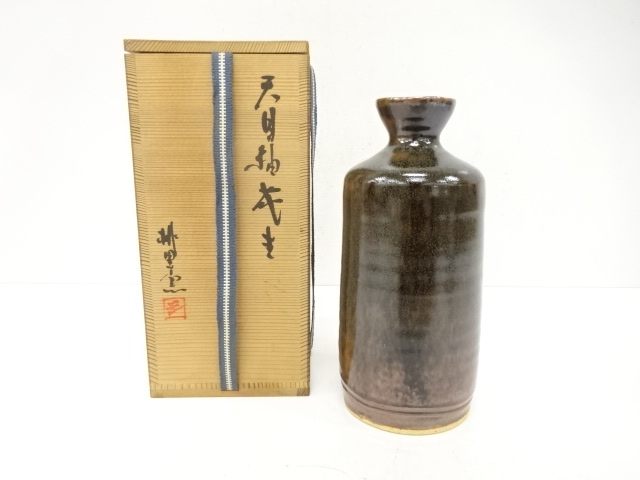 JAPANESE CERAMICS / FLOWER VASE / TENMOKU GLAZE